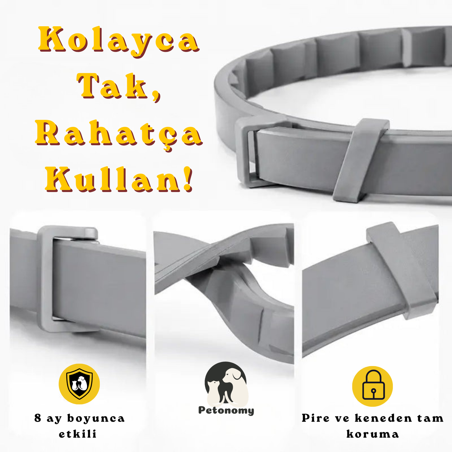 Petonomy™ Pire & Kene Önleyici Tasma — 8 Ay Koruma, Kedi & Köpek İçin