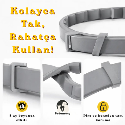Petonomy™ Pire & Kene Önleyici Tasma — 8 Ay Koruma, Kedi & Köpek İçin